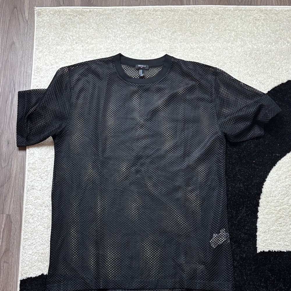Forever 21 Black Mesh Short Sleeve Tee
